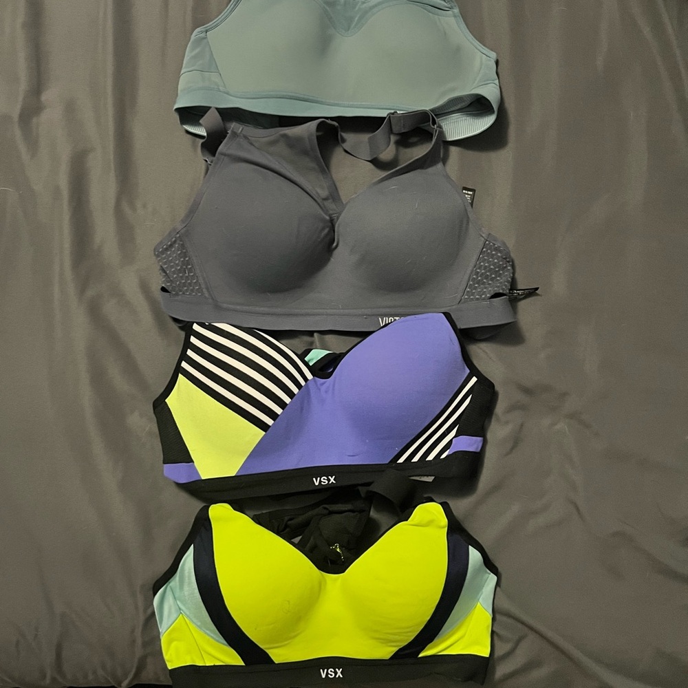 VSX Sports Bra Trio - Gray, Purple, Neon Yellow